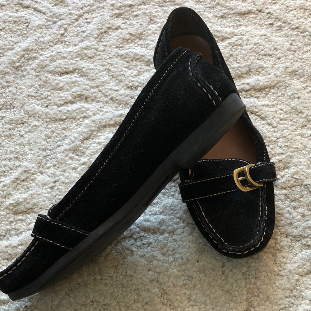 Talbots Black Loafers with Gold Accent - Picture 2 of 8